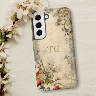 Antieke Grunge Ambachtelijke Botanische Monogram Samsung Galaxy Hoesje
