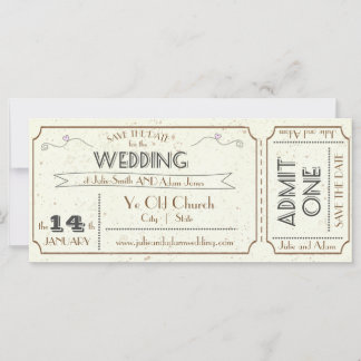 Antieke Grunge Ticket Bewaar de Datum