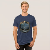 Antieke Hanukkah-menora Tri-Blend Shirt (Voorkant volledig)
