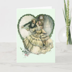 Antieke Harrison Fisher, Kerstbruid en -bruidegom Feestdagen Kaart