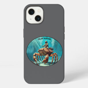 Antieke helmduiker rijdt op een reusachtige krab U iPhone 13 Hoesje