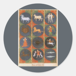 Antieke Hemelkaart, Astrologische Dierenriemkaart, Ronde Sticker