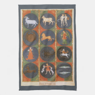 Antieke Hemelkaart, Astrologische Dierenriemkaart, Theedoek