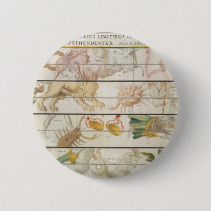 Antieke hemelkaart, astronomie door John Seller Ronde Button 5,7 Cm