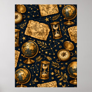 Antieke Hemelkaart & Astronomie Patroon Poster