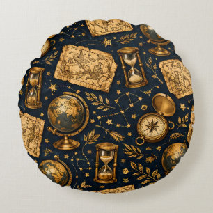 Antieke Hemelkaart & Astronomie Patroon Rond Kussen