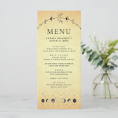 Antieke Hemelse Sikkelvormige Maanfasen Trouwfeest Menu (Staand voorkant)