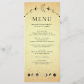 Antieke Hemelse Sikkelvormige Maanfasen Trouwfeest Menu (Voorkant)