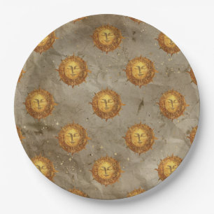 Antieke Hemelse Zon Astrologie Patroon Papieren Bordje