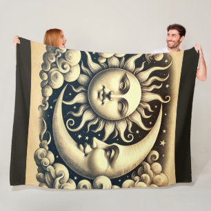 Antieke Hemelse Zon & Maan  Fleece Deken