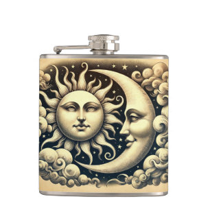Antieke Hemelse Zon & Maan Heupfles