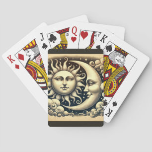 Antieke Hemelse Zon & Maan  Pokerkaarten