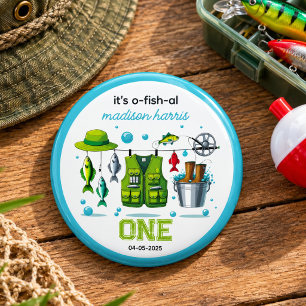 Antieke hengel "O-Fish-Ally One" 1e verjaardag Ronde Button 3,2 Cm