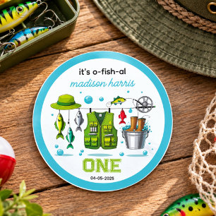 Antieke Hengel "O-Fish-Ally One" 1e Verjaardag Ronde Sticker