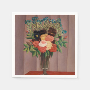 Antieke Henri Rousseau Franse bloemencottagecor Servet
