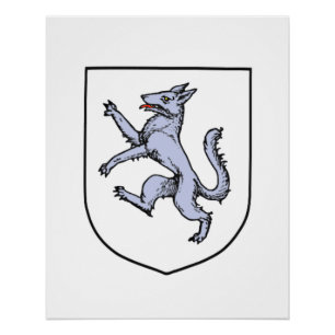 Antieke Heraldische Staande Wolf Illustratie Perfect Poster