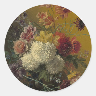Antieke Hollandse Meester Bloemstuk Georgius van O Ronde Sticker