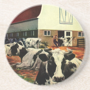 Antieke Holstein-melkkoeien op zuivelboerderij Zandsteen Onderzetter