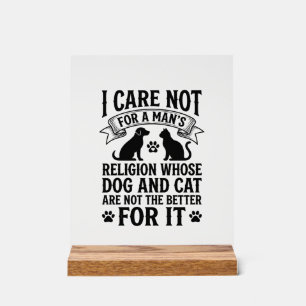 Antieke Hond Kat Religie Quote Huisdier Liefhebber Acryl Bord