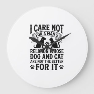 Antieke Hond Kat Religie Quote Huisdier Liefhebber Grote Klok