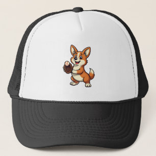 Antieke honkbal Corgi hondenvanger Cartoon Vector Trucker Pet
