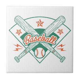 Antieke honkbal keramische tegel. Retro honkbal kn Tegeltje