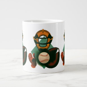 Antieke honkbalspeler, catcher met handschoen jumbo mok
