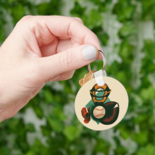 Antieke honkbalspeler, catcher met handschoen sleutelhanger
