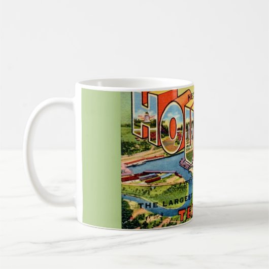 Antieke Houston Texas ansichtkaart Koffiemok (Links)