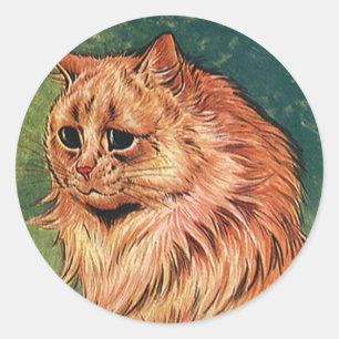 Antieke huisdieren, Langharige oranje kat Ronde Sticker