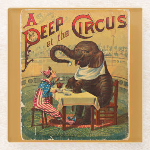 Antieke illustratie kunst oude antieke circus glazen onderzetter