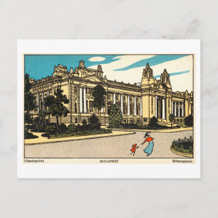 Antieke illustratie van Börsenpalais in Boedapest Briefkaart