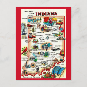 Antieke Indiana geïllustreerd Briefkaart