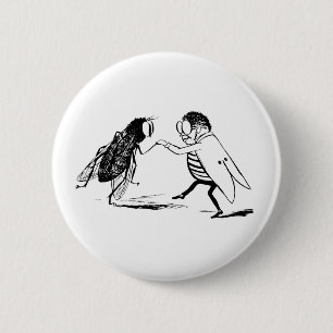 Antieke insecten dansen; Bromvlieg Ronde Button 5,7 Cm