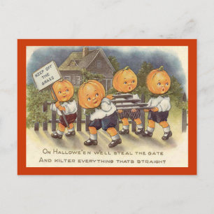 Antieke Jack-o'-lantaarn jongens die poort stelen Briefkaart