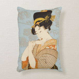 Antieke Japanse geisha-danseres in kimono Accent Kussen