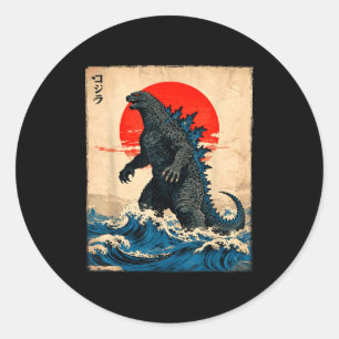 Antieke Japanse Kunst Kaiju Monster Ronde Sticker