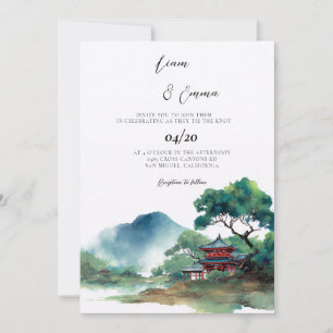 Antieke Japanse traditionele bruiloft Kaart