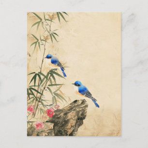 Antieke Japanse Vogel Bloesem Briefkaart