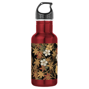 Antieke Japanse Zwarte Gouden Herfst Bloem Kunst Waterfles