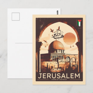 Antieke Jeruzalem Al-Aqsa-moskee Rotskoepel Briefkaart