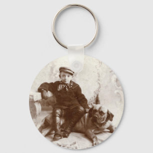 Antieke Jongen Met Hond Sleutelhanger