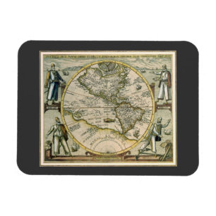 Antieke kaart, America Sive Novus Orbis, 1596 Magneet