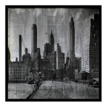 Antieke kaart en retro foto van New York City