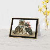 Antieke Kaart Katten Met Mutsen (Gele Bloem)