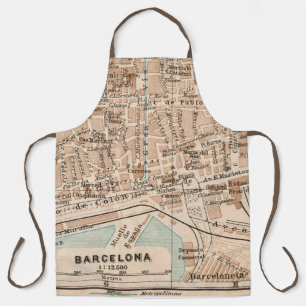 Antieke kaart van Barcelona Schort