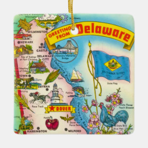 Antieke kaart van Delaware Keramisch Ornament