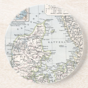 Antieke kaart van Denemarken, Danmark in het Deens Zandsteen Onderzetter