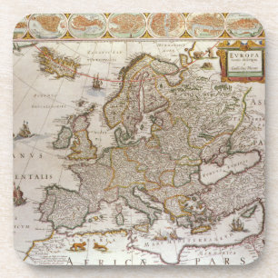 Antieke kaart van Europa door Willem Jansz Blaeu, Drankjes Onderzetter