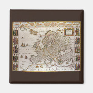 Antieke kaart van Europa door Willem Jansz Blaeu, Magneet